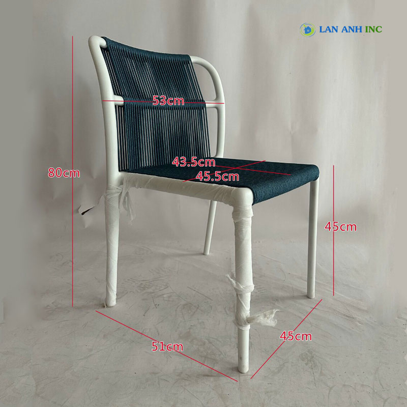 Kích thước ghế Nhựa Đúc Nguyên Khối Đan Dây Cao Cấp Bền Đẹp LAD3038