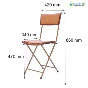 Ghế Cafe Xếp Gọn Mặt Gỗ Bọc Nệm Da Chân Sắt Cao Sơn Tĩnh Điện Patio