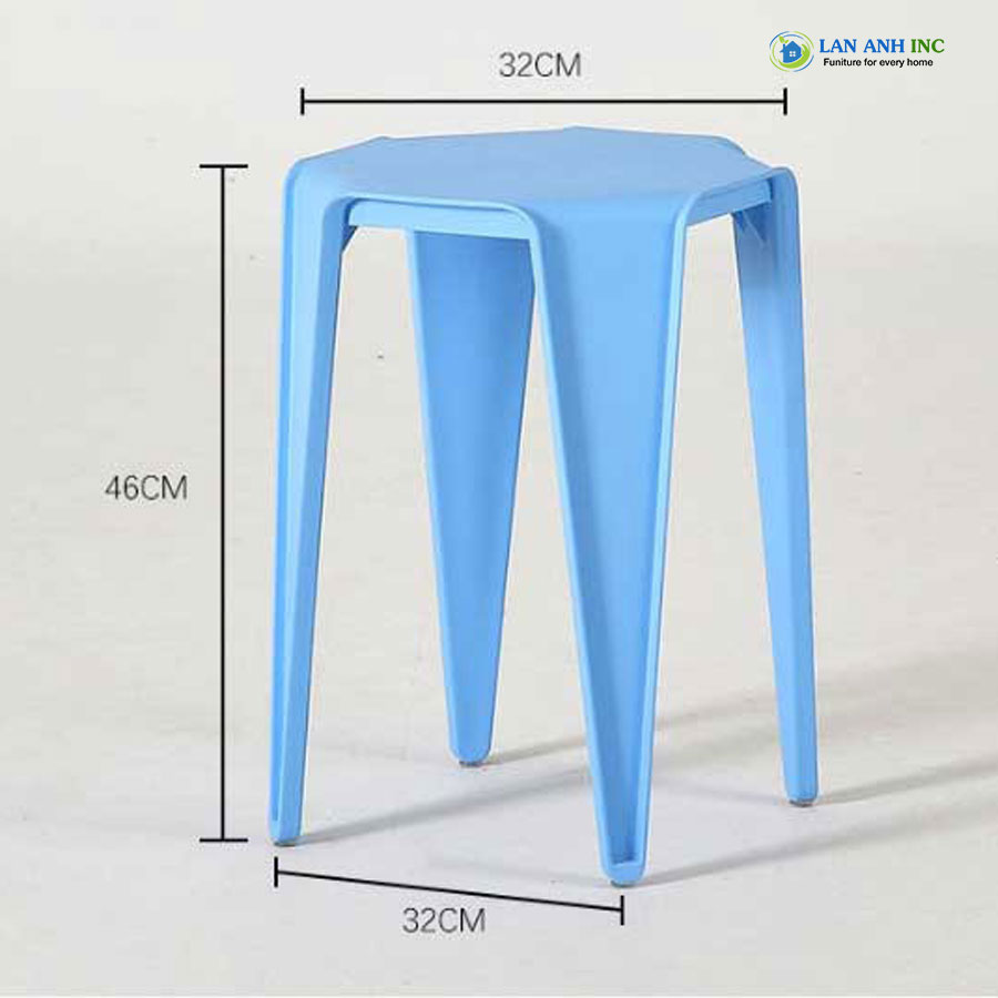 Kích Thước Ghế Nhựa Đúc Nguyên Khối Xếp Chồng LAD3006