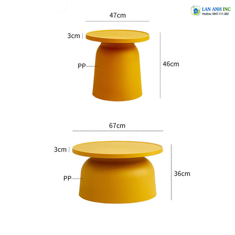 Kích thước Bàn cafe, bàn sofa, bàn ban công, bàn đầu giường nhựa PP đúc LA8005 Kích thước Bàn cafe, bàn sofa, bàn ban công, bàn đầu giường nhựa PP đúc LA8005