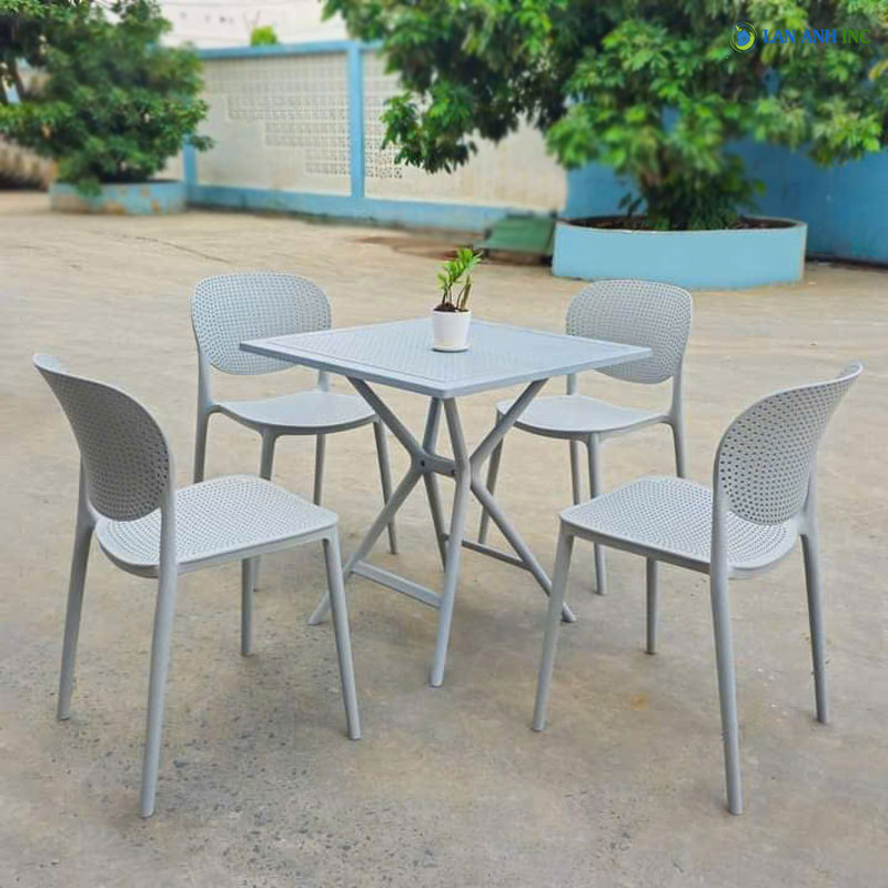 Bộ Bàn cafe vuông nhựa đúc 4 ghê đẹp hiện đại MGH06 Bộ Bàn cafe vuông nhựa đúc 4 ghê đẹp hiện đại MGH06