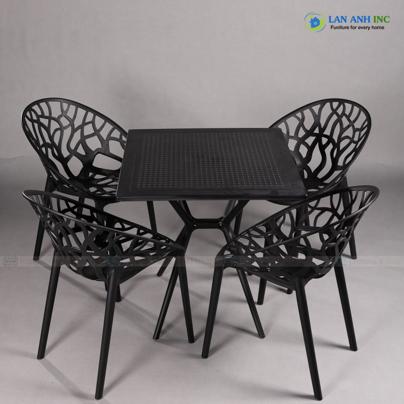 Bộ bàn vuông 4 ghế ngoài trời đẹp hiện đại LA3024