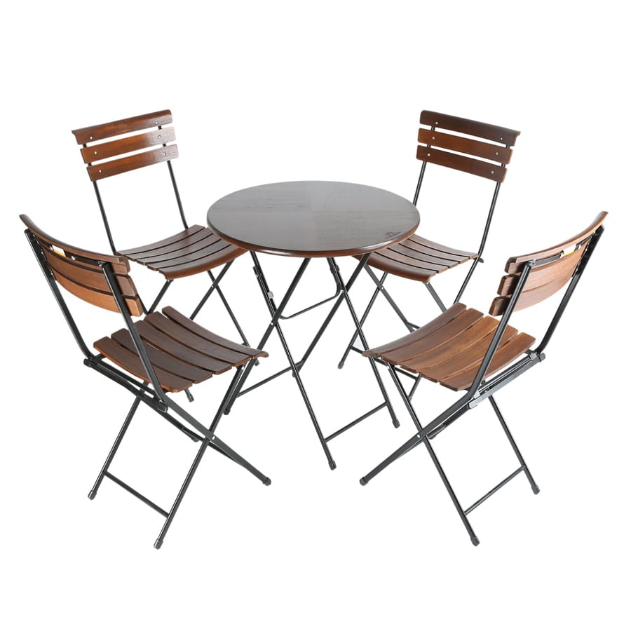 Bộ bàn cafe 4 ghế xếp gỗ chân sắt patio 02 Bộ bàn cafe 4 ghế xếp gỗ chân sắt patio 02