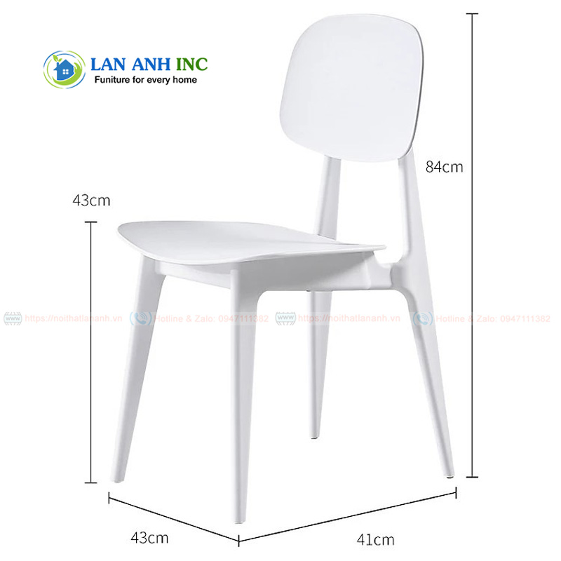 Kích thước ghế nhựa cafe bàn ăn văn phòng đúc nguyên khối đẹp hiện đại LA3043 Kích thước ghế nhựa cafe bàn ăn văn phòng đúc nguyên khối đẹp hiện đại LA3043