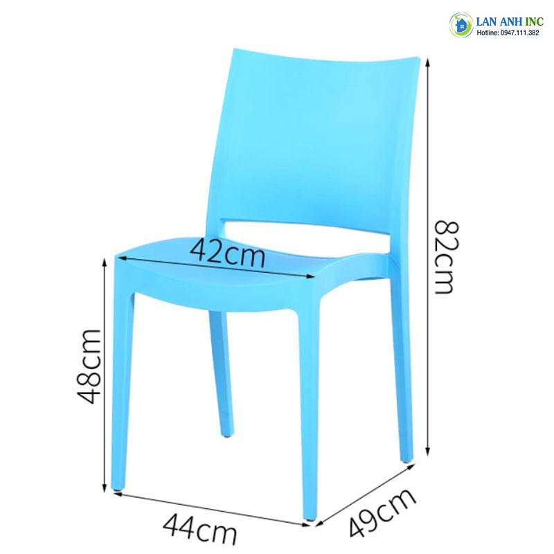 Kích thước ghế nhựa cafe văn phòng bàn ăn có tựa lưng cao xếp chồng LA3007 Kích thước ghế nhựa cafe văn phòng bàn ăn có tựa lưng cao xếp chồng LA3007