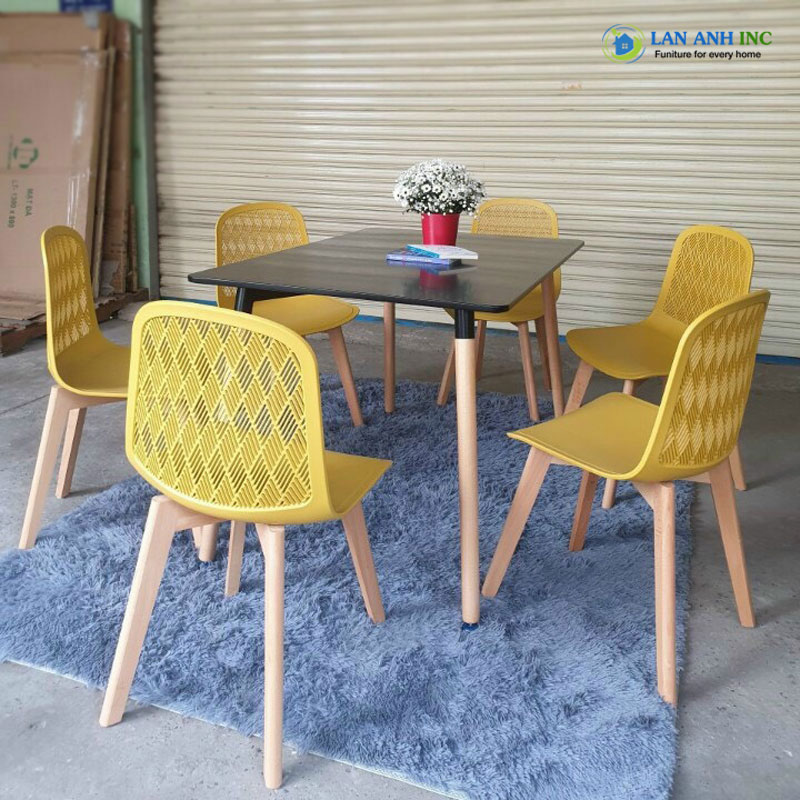 Ghế nhựa chân gỗ cao cấp đẹp hiện đại LA3003B dùng được cho nhiều không gian