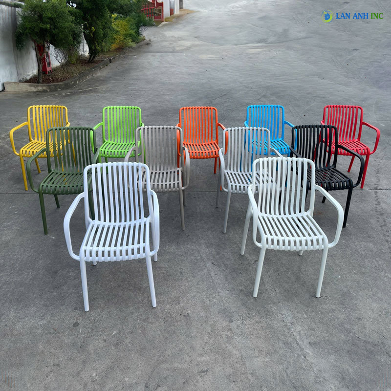 Ghế nhựa đúc nguyên khối có tay xếp chồng LA3046 Ghế nhựa đúc nguyên khối có tay xếp chồng LA3046