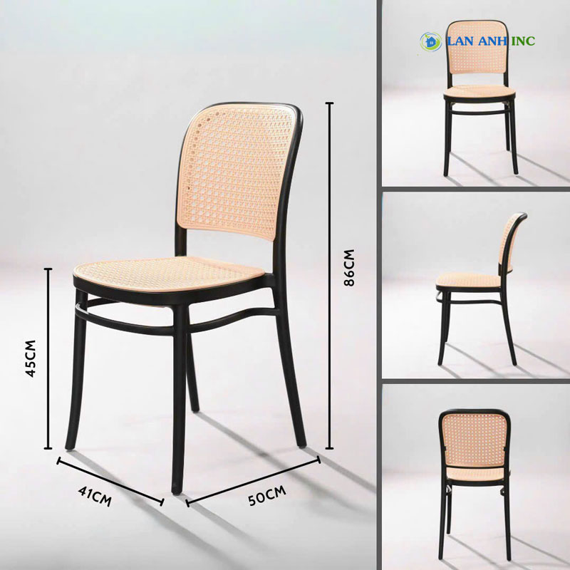 Kích thước Ghế nhựa đúc nguyên khối tựa lưng cao xếp chồng LA3042 Kích thước Ghế nhựa đúc nguyên khối tựa lưng cao xếp chồng LA3042
