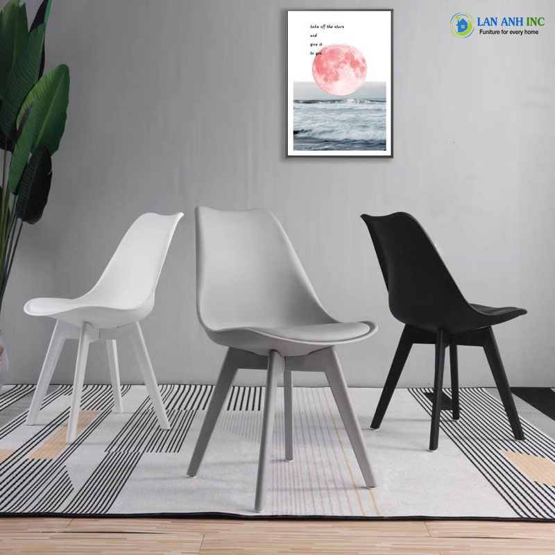Ghế nhựa eames tựa lưng cao mặt nệm chân nhựa LA3003E Ghế nhựa eames tựa lưng cao mặt nệm chân nhựa LA3003E