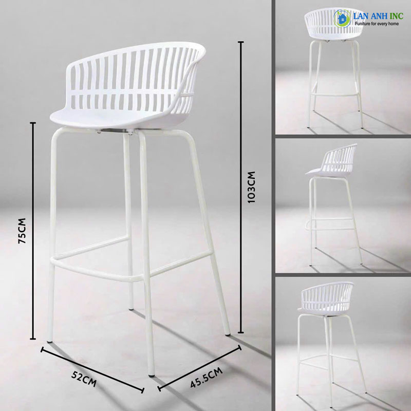 Kích thước ghế quầy bar mặt nhựa chân sắt 3031A Kích thước ghế quầy bar mặt nhựa chân sắt 3031A