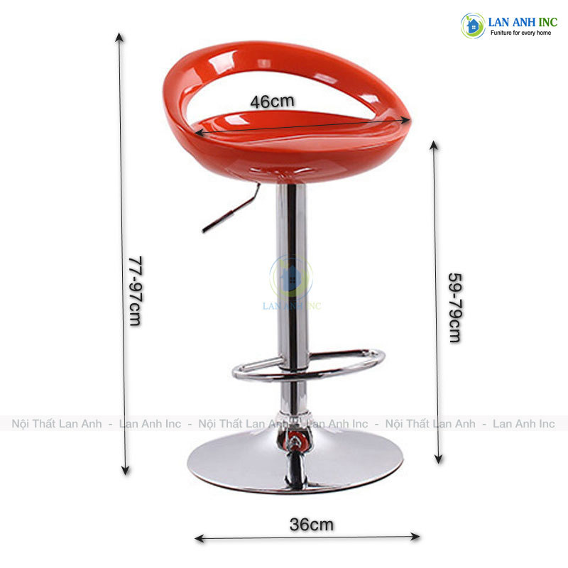 Kích thước ghế bar xoay nâng hạ LAB02 Kích thước ghế bar xoay nâng hạ LAB02