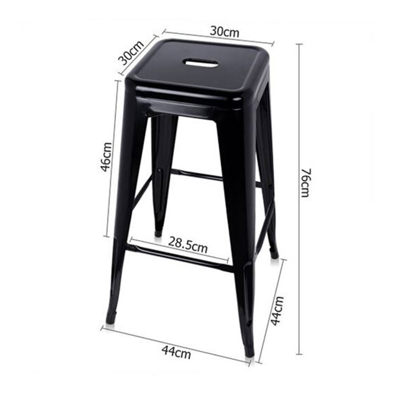 Kích thước ghế bar tolix sắt không tựa.