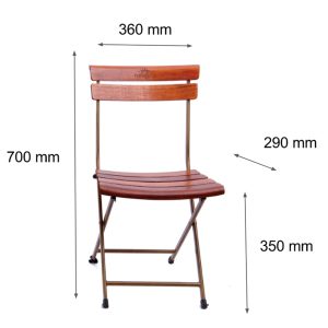 Ghế xếp cafe mini nan gỗ tự nhiên chân sắt sơn tĩnh điện Patio mini