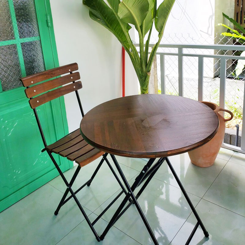 Ghế xếp cafe nan gỗ chân sắt sơn tĩnh điện patio 02 Ghế xếp cafe nan gỗ chân sắt sơn tĩnh điện patio 02