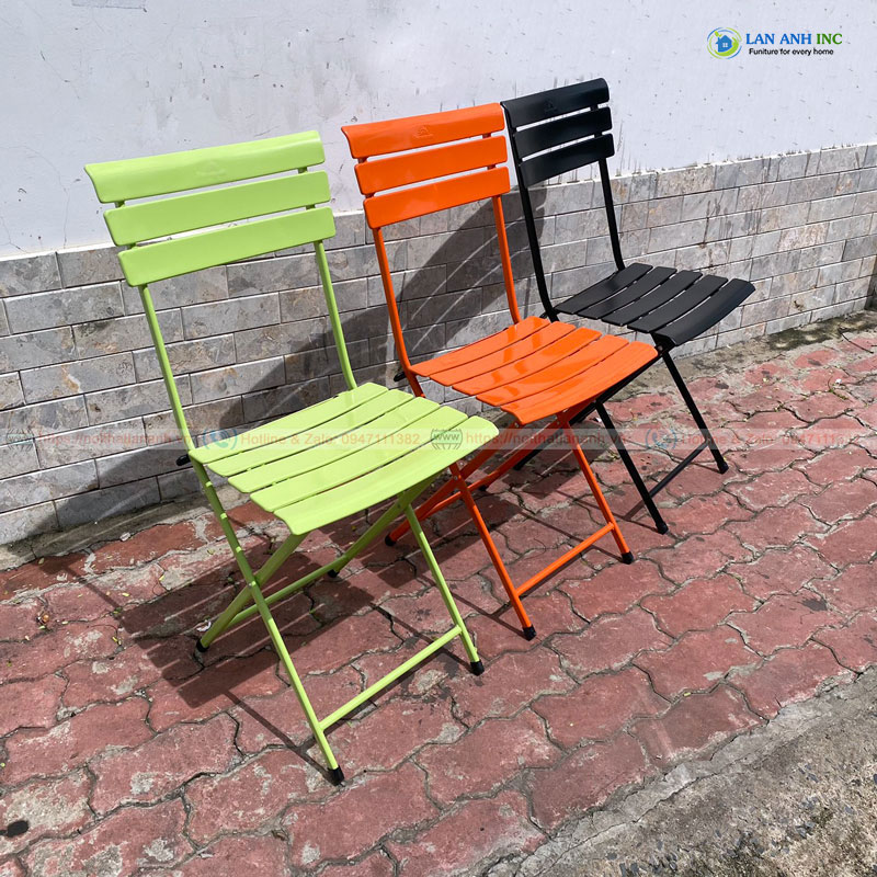 Ghế xếp cafe cao sắt sơn tĩnh điện patio bền đẹ Ghế xếp cafe cao sắt sơn tĩnh điện patio bền đẹ