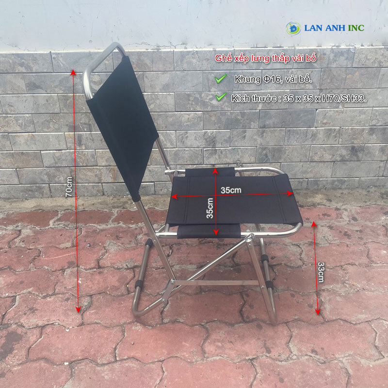 Kích thước ghế xếp inox vải bố lưng thấp cafe câu cá dã ngoại mini giá rẻ Kích thước ghế xếp inox vải bố lưng thấp cafe câu cá dã ngoại mini giá rẻ