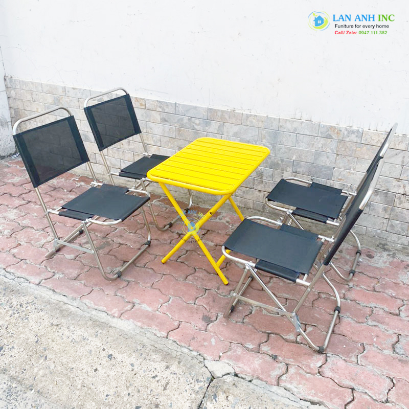 Bộ bàn 4 Ghế xếp inox vải lưới lưng thấp cafe câu cá dã ngoại mini giá rẻ Bộ bàn 4 Ghế xếp inox vải lưới lưng thấp cafe câu cá dã ngoại mini giá rẻ