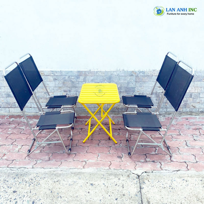 Bộ bàn 4 Ghế xếp inox cafe câu cá dã ngoại ngoài trời vải bố lưng cao giá rẻ Bộ bàn 4 Ghế xếp inox cafe câu cá dã ngoại ngoài trời vải bố lưng cao giá rẻ