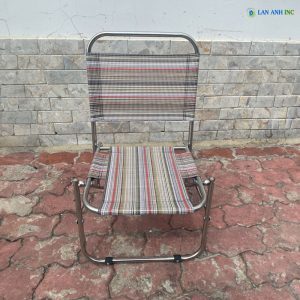 Ghế Xếp Inox Cafe Lưng Thấp Thổ Cẩm
