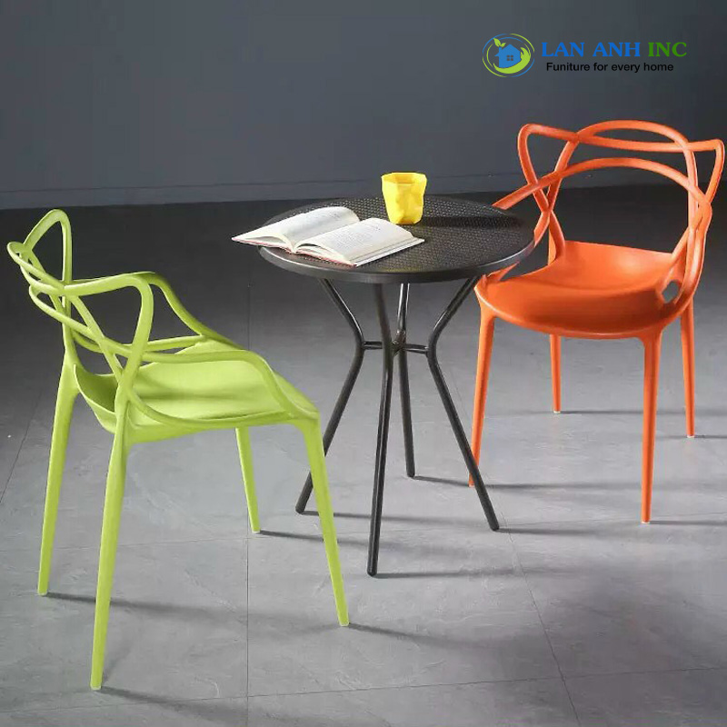 Bộ bàn cafe 2 ghế nhựa đúc LA3008 hiện đại Bộ bàn cafe 2 ghế nhựa đúc LA3008 hiện đại
