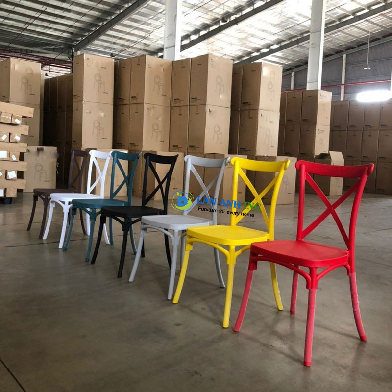 Ghế nhựa đúc tựa lưng chữ X LA3041 với nhiều màu hiện đại Ghế nhựa đúc tựa lưng chữ X LA3041 với nhiều màu hiện đại