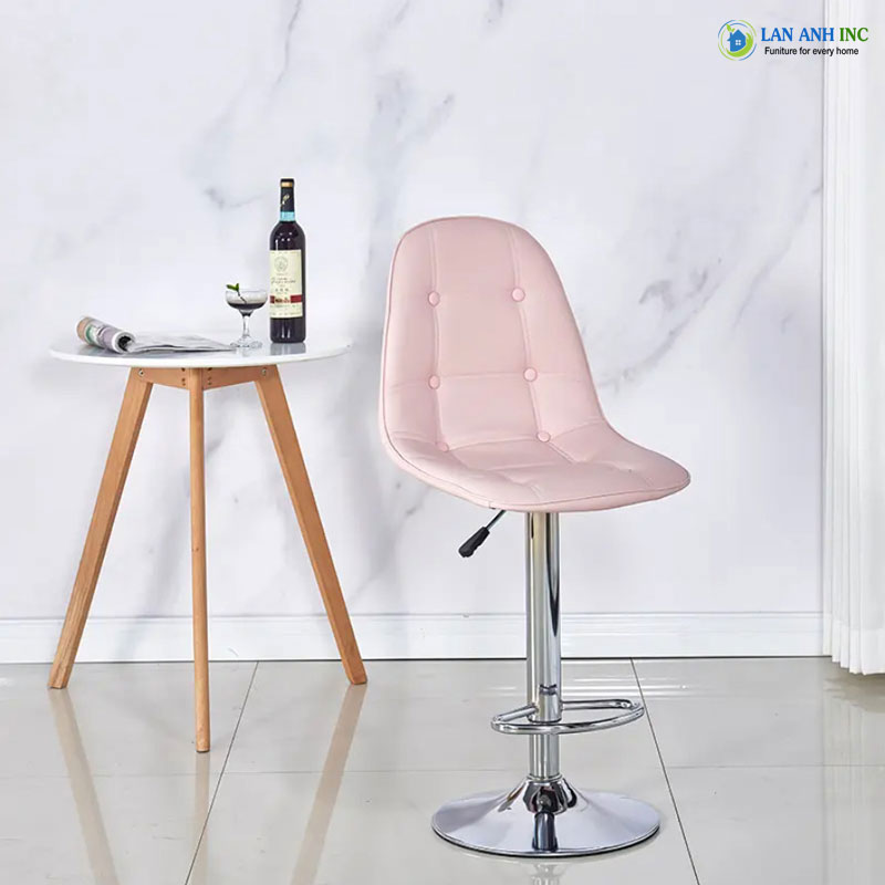 Ghế quầy bar xoay nâng hạ mặt da chân sắt mạ đẹp hiện đại LADP29 nhập khẩu nguyên chiếc Ghế quầy bar xoay nâng hạ mặt da chân sắt mạ đẹp hiện đại LADP29 nhập khẩu nguyên chiếc