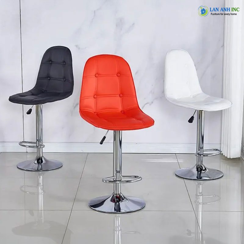 Ghế quầy bar xoay nâng hạ mặt da chân sắt mạ đẹp hiện đại LADP29 Ghế quầy bar xoay nâng hạ mặt da chân sắt mạ đẹp hiện đại LADP29