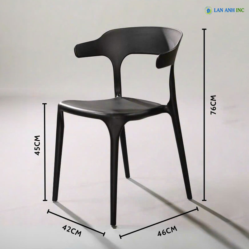 Kích thước ghế nhựa đúc nguyên khối LAD3001