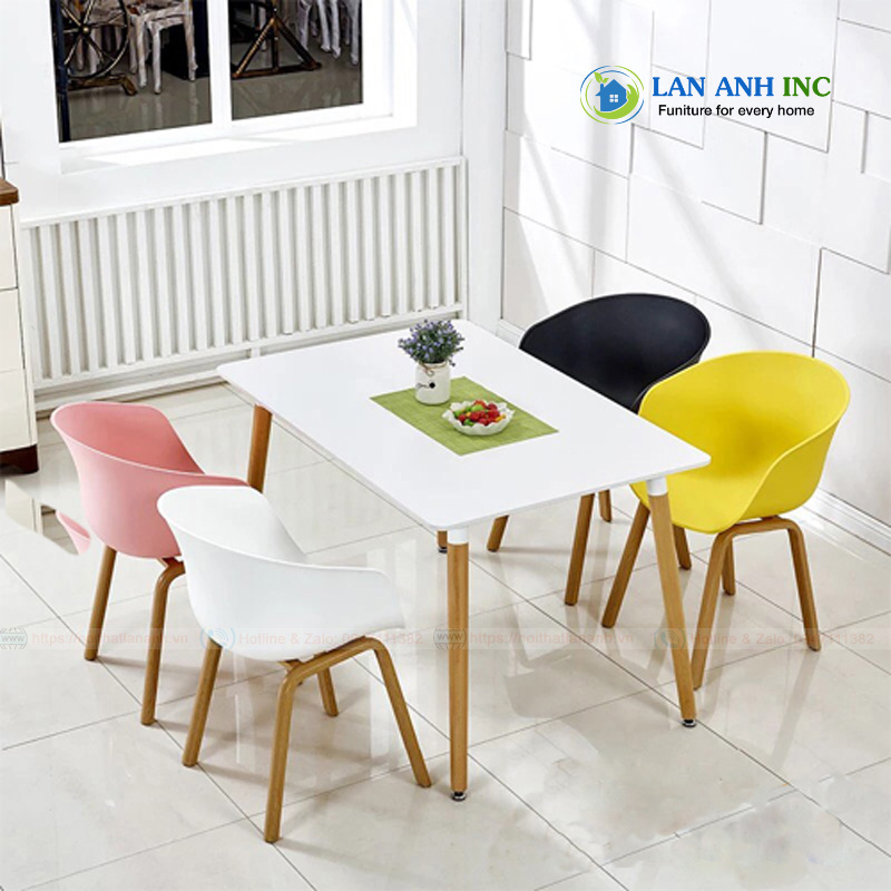 Bộ bàn 4 ghế ăn hiện đại nhựa chân thép sơn tĩnh điện LADS1886 Bộ bàn 4 ghế ăn hiện đại nhựa chân thép sơn tĩnh điện LADS1886
