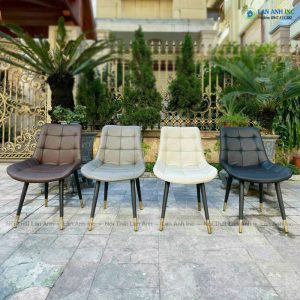 Alternative view of Ghế ăn bọc da chân sắt Loft caro LA28A1