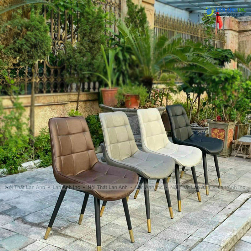 Ghế cafe, ghế ăn nhẹ, ghế tiếp khách văn phòng bọc da chân sắt cao cấp Loft caro LA28A1 với 4 tông màu đẹp.