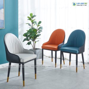 Ghế ăn bọc da chân sắt cao cấp Monet LA28B