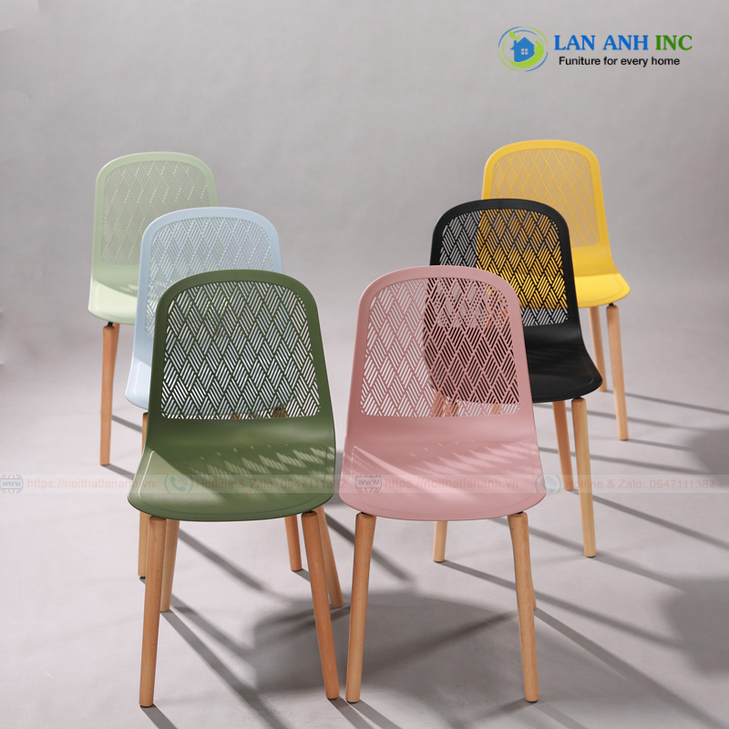 Ghế nhựa chân gỗ cafe bàn ăn cao cấp LA3003C Ghế nhựa chân gỗ cafe bàn ăn cao cấp LA3003C