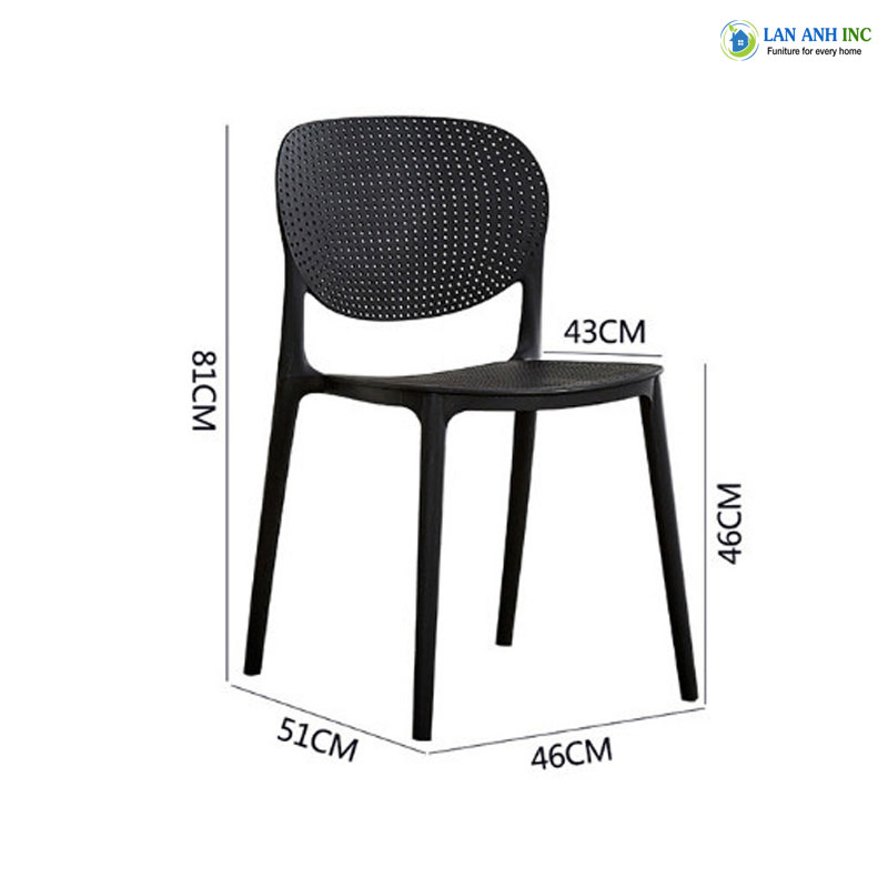 Kích thước ghế nhựa đúc thuộc bộ bàn ghế cafe BBCF39 Kích thước ghế nhựa đúc thuộc bộ bàn ghế cafe BBCF39