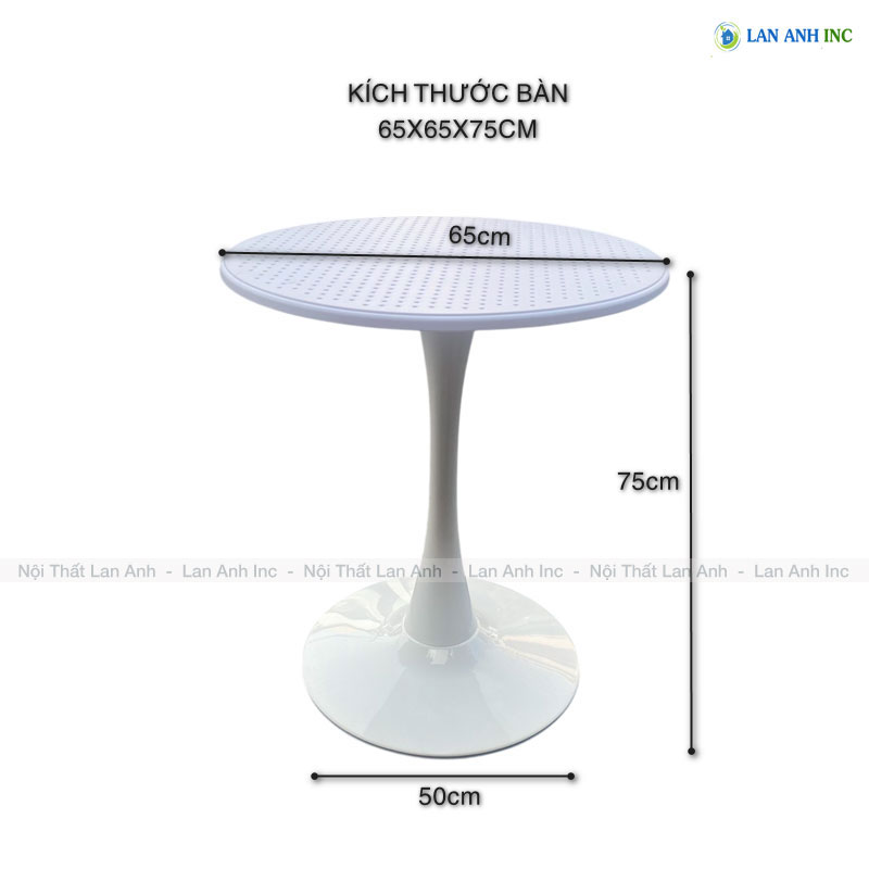 Kích thước bàn cafe tròn nhựa chân sắt tulip thuộc bộ bàn cafe BBCF39 Kích thước bàn cafe tròn nhựa chân sắt tulip thuộc bộ bàn cafe BBCF39