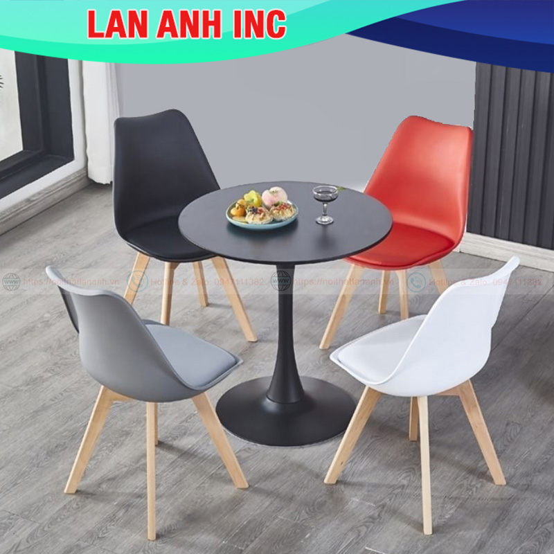 Bộ bàn ăn cafe tulip tròn 4 ghế eames đệm đẹp hiện đại giá rẻ Bộ bàn ăn cafe tulip tròn 4 ghế eames đệm đẹp hiện đại giá rẻ