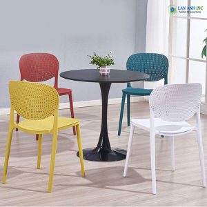 Alternative view of Bộ bàn cafe văn phòng tròn tulip 4 ghế nhựa đúc BBA16