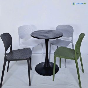 Alternative view of Bộ Bàn Ghế Cafe Tròn Ngoài Trời 4 Ghế Nhựa Đúc Đẹp BBCF39