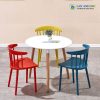 Bộ Bàn Cafe Gỗ Tròn 3 Ghế Nhựa Đúc BBCF63