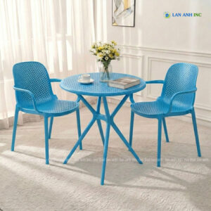 Bộ Bàn Ghế Cafe Tròn 2 Ghế Nhựa Đúc Có Tay BBCF53 bo ban ghe cafe nhua tron 2 ghe dep BBCF184 10