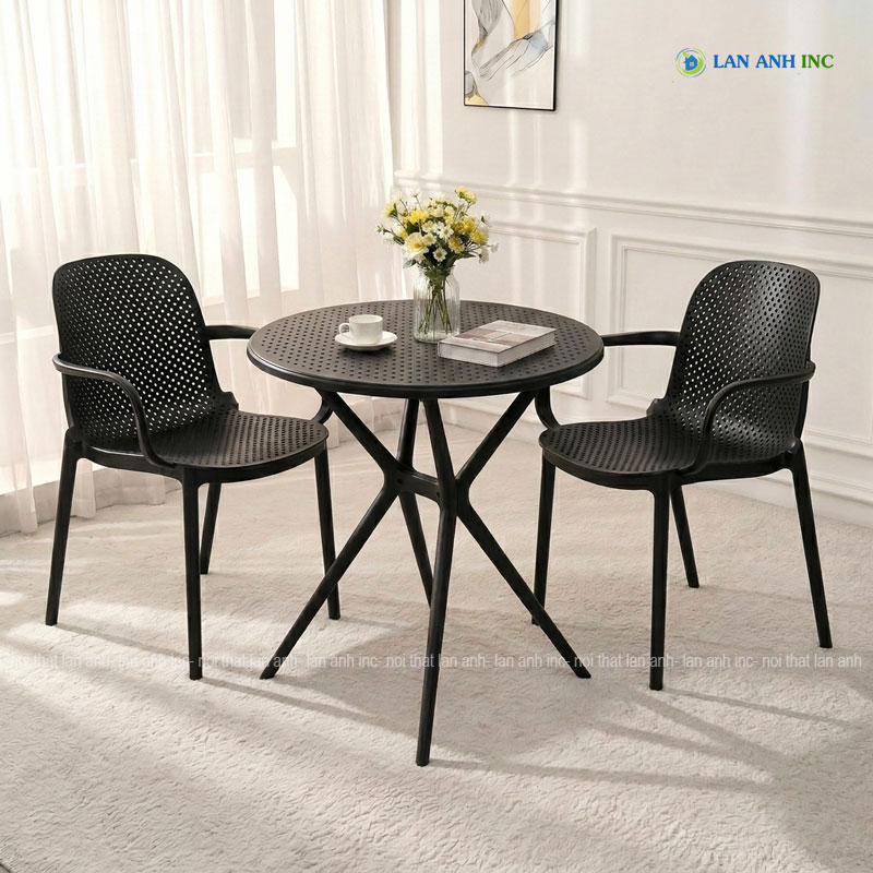 Bộ Bàn Ghế Cafe Tròn 2 Ghế Nhựa Đúc Có Tay BBCF53 Bộ Bàn Ghế Cafe Tròn 2 Ghế Nhựa Đúc Có Tay BBCF53 - Ảnh 4