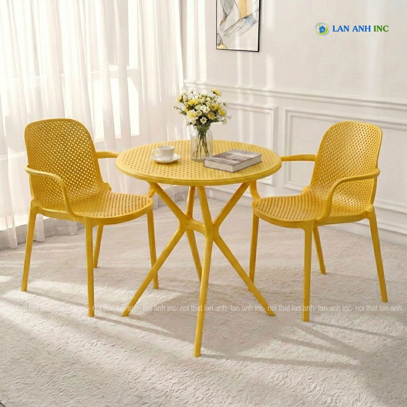 Bộ Bàn Ghế Cafe Tròn 2 Ghế Nhựa Đúc Có Tay BBCF53 Bộ Bàn Ghế Cafe Tròn 2 Ghế Nhựa Đúc Có Tay BBCF53 - Ảnh 6