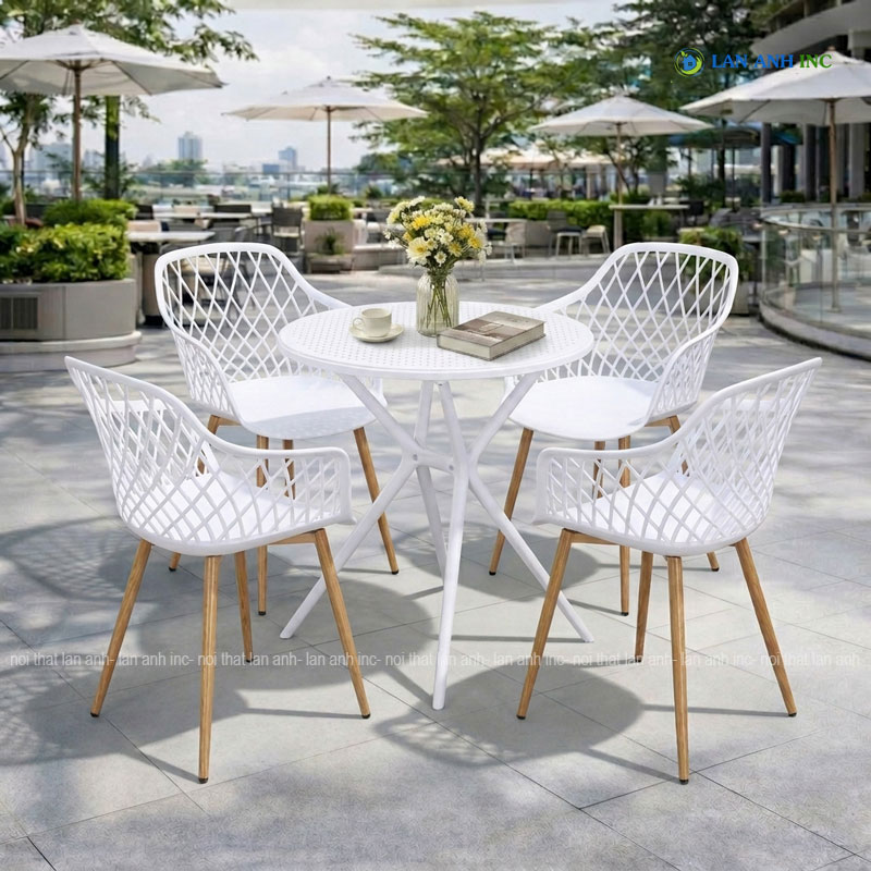 Bộ Bàn Ghế Cafe Nhựa Tròn 4 Ghế Nhựa Chân Sắt BBCF65 Bộ Bàn Ghế Cafe Nhựa Tròn 4 Ghế Nhựa Chân Sắt BBCF65 - Ảnh 3