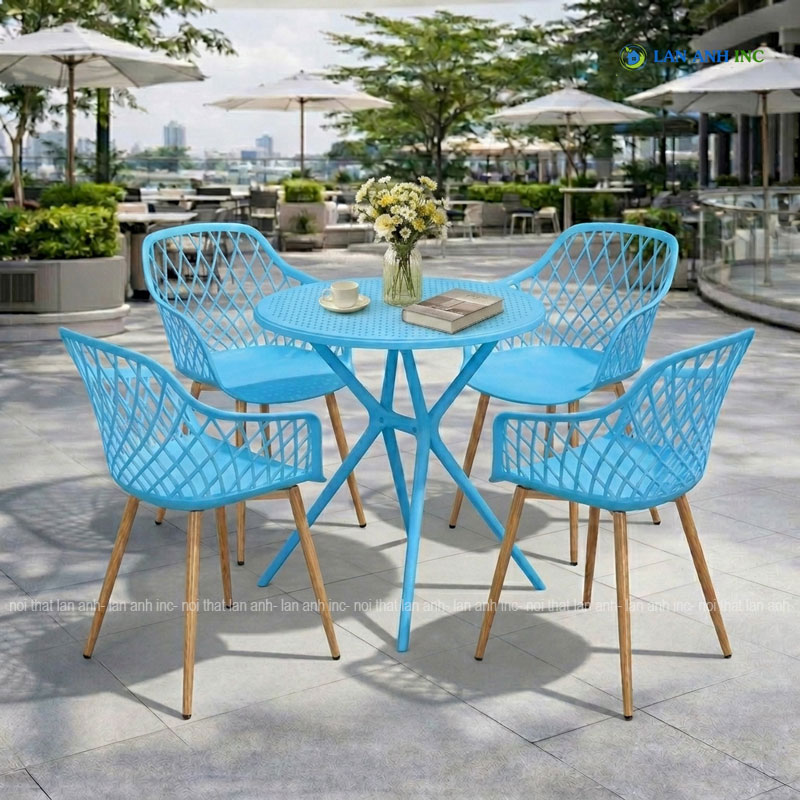Bộ bàn ghế cafe tròn 4 ghế nhựa đúc nguyên khối đẹp hiện đại BBCF65 Bộ bàn ghế cafe tròn 4 ghế nhựa đúc nguyên khối đẹp hiện đại BBCF65