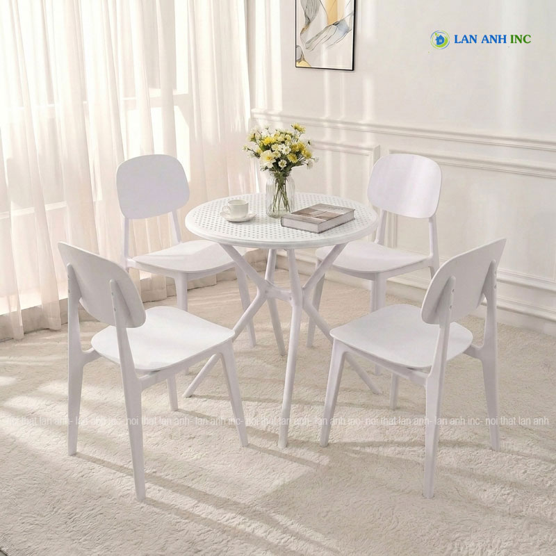 Bộ bàn ghế cafe tròn 4 ghế nhựa đúc nguyên khối đẹp hiện đại BBCF57 Bộ bàn ghế cafe tròn 4 ghế nhựa đúc nguyên khối đẹp hiện đại BBCF57