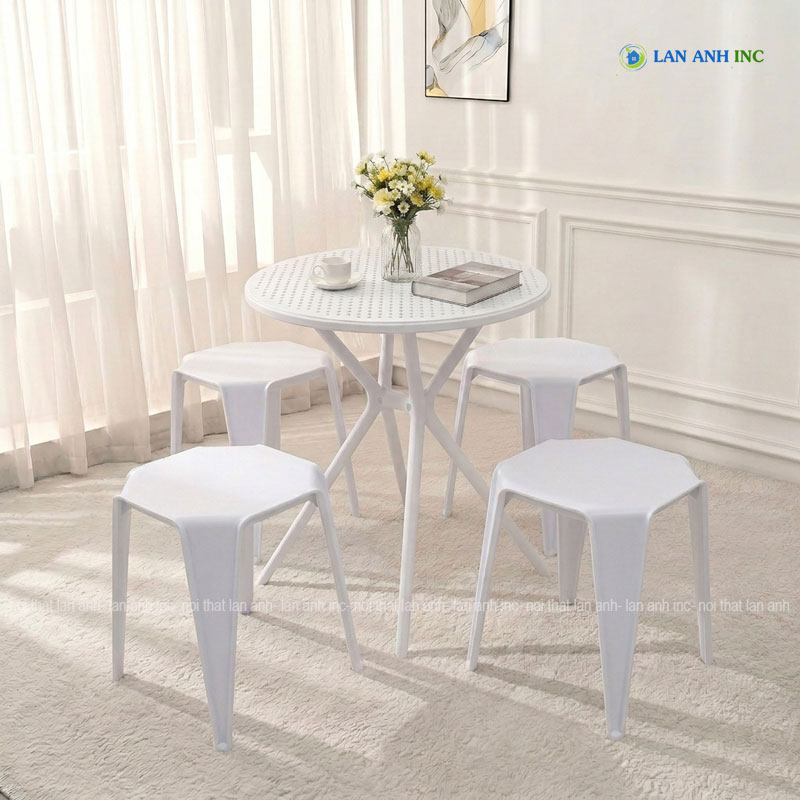 Bộ bàn ghế cafe BBCF55 tròn 4 ghế nhựa đúc nguyên khối đẹp hiện đại Bộ bàn ghế cafe BBCF55 tròn 4 ghế nhựa đúc nguyên khối đẹp hiện đại