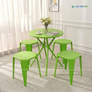 Bộ Bàn Ghế Cafe Tròn 4 Ghế Đôn Nhựa Đúc BBCF55. bo ban ghe cafe nhua tron 4 ghe dep BBCF226 8