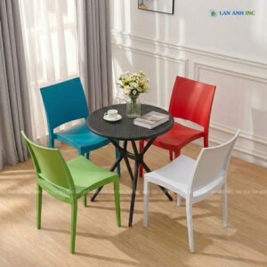 Alternative view of Bộ Bàn Ghế Cafe Nhựa Tròn 4 Ghế Nhựa Đúc BBCF73