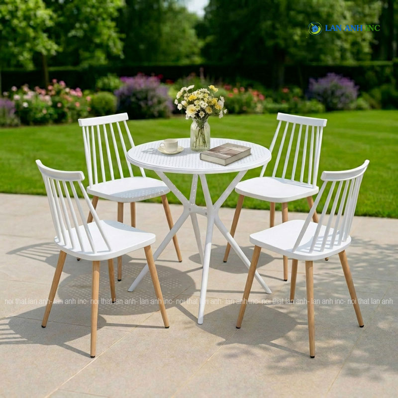 Bộ Bàn Ghế Cafe Nhựa Tròn 4 Ghế Nhựa Chân sắt BBCF66 Bộ Bàn Ghế Cafe Nhựa Tròn 4 Ghế Nhựa Chân sắt BBCF66 - Ảnh 5