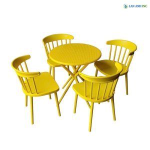 Bộ Bàn Ghế Cafe Nhựa Tròn 4 Ghế Nhựa Đúc BBCF60